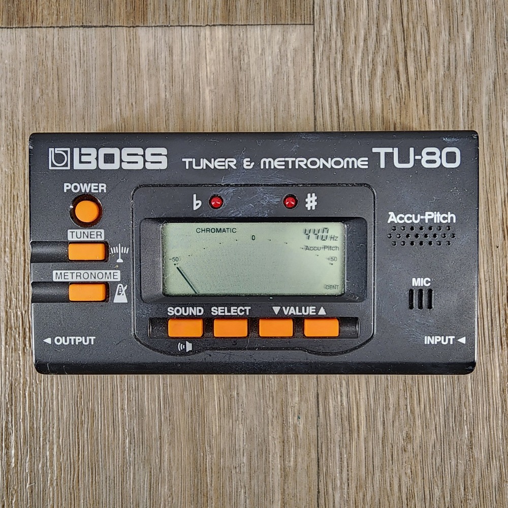 Boss TU-80 Digital Chromatic Tuner Metronome Accu-Pitch Tested Works Black